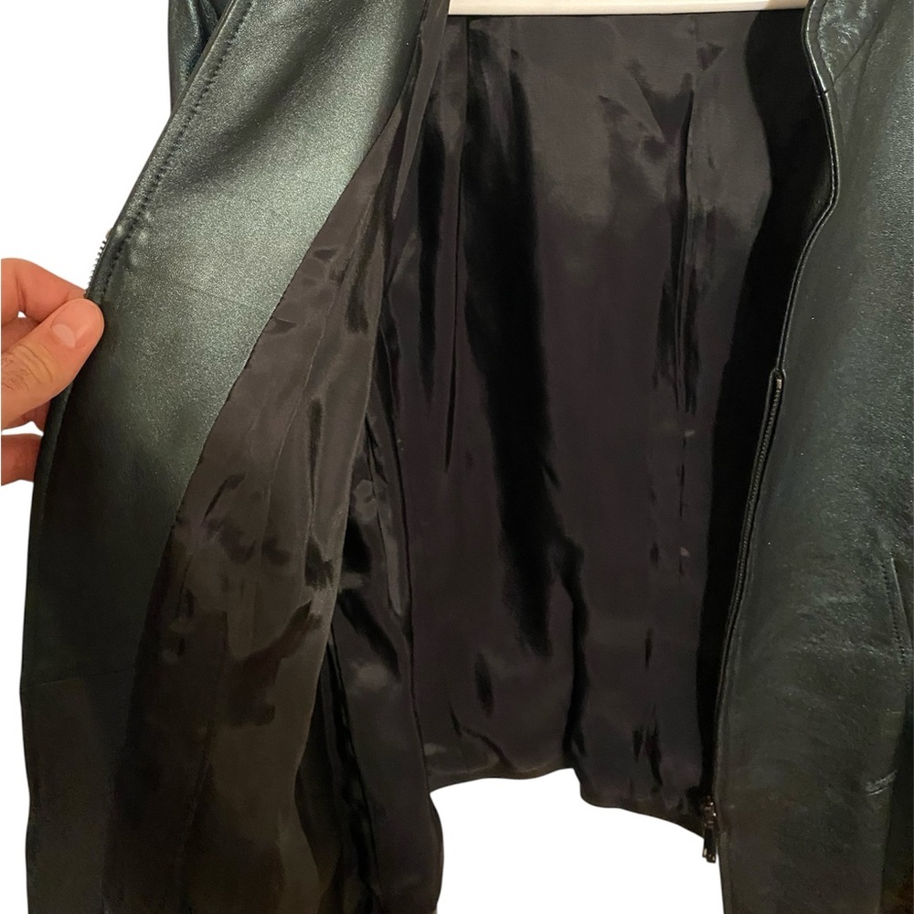 Lafayette 148 New York metallic green lambskin jacket - Picture 6 of 15